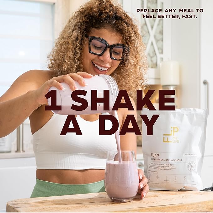 Flip 7 Natural SuperFood, Plant-Based Protein, Complete Meal Replacement to Support Healthy Gut, 7 Mega Nutrient Rich Blends all in one to AGE BETTER - Vanilla