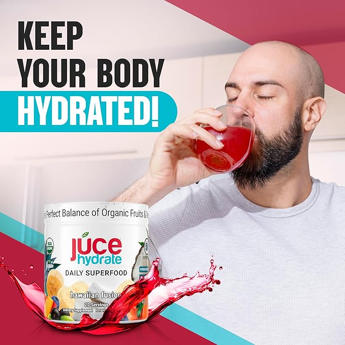 Júce Hydrate Replenishing & Nourishing Superfood Drink - Boost Reduce Fatigue - USDA Certified Organic, Plant-Based, Vegan - Gluten-Free, Dairy-Free, Soy-Free - 8.1 Ounce