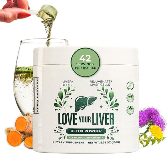 Detox Cleanse Powder - 42 Servings of Liver Cleanse Detox & Repair Powder with Milk Thistle, Dandelion Root, Turmeric, Artichoke Leaf - Liver Supplement Drink Powder for Liver Health