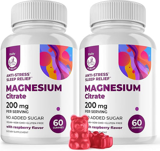 DR. MORITZ Magnesium Gummies for Adults - Sugar-Free Calm Magnesium Gummies - Raspberry Flavor - Non-GMO, 200 mg, 2 Pack (120 Count)