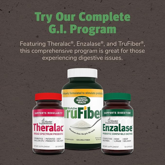 Master Supplements Theralac - 30 Capsules, Pack of 2 - Multi-Strain Probiotic for Optimal Gut Health + Gas & Bloating Relief - Gluten Free - 60 Servings