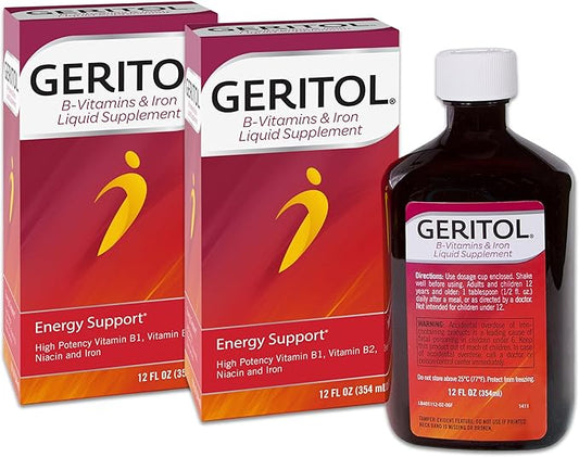 Geritol B-Vitamins and Iron Liquid Supplement, 12-Ounce, 2 Count