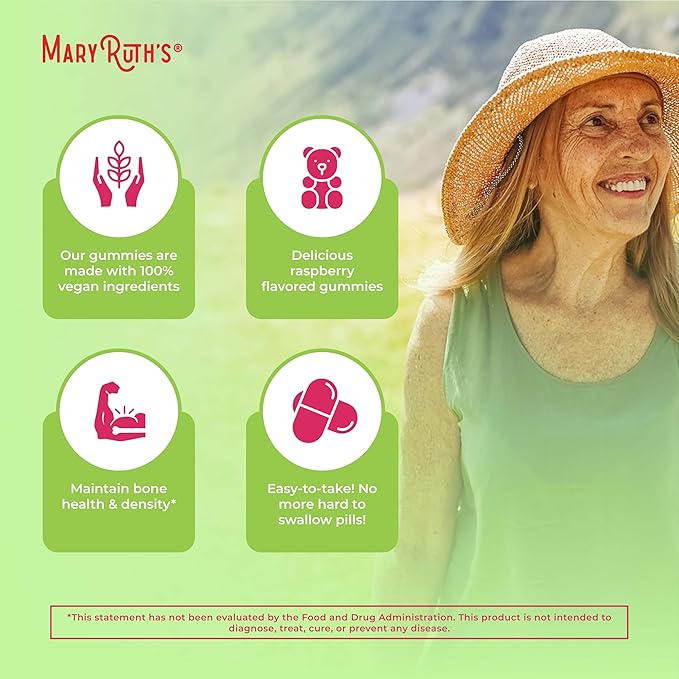 MaryRuth Organics Sugar Free | 2 Month Supply | Vitamin D & B12 Vitamin Supplements for Adults & Kids | Bone Health | Immune Support | Vegan | Non-GMO | 60 Servings