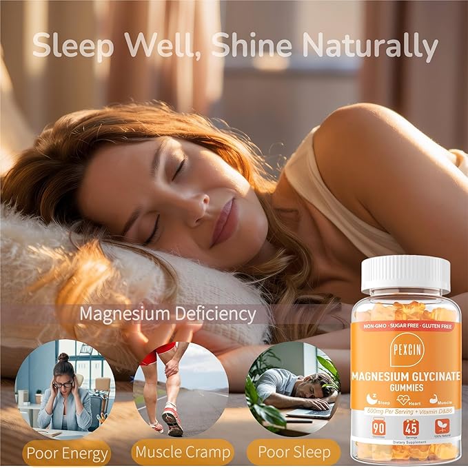 Magnesium Glycinate Gummies for Adults & Kids, 1000mg High Absorption Magnesium Complex Supplement, Sugar Free with Potassium,Vitamins for Calm, Sleep Supprt, Stress Relief, 180 Counts Orange