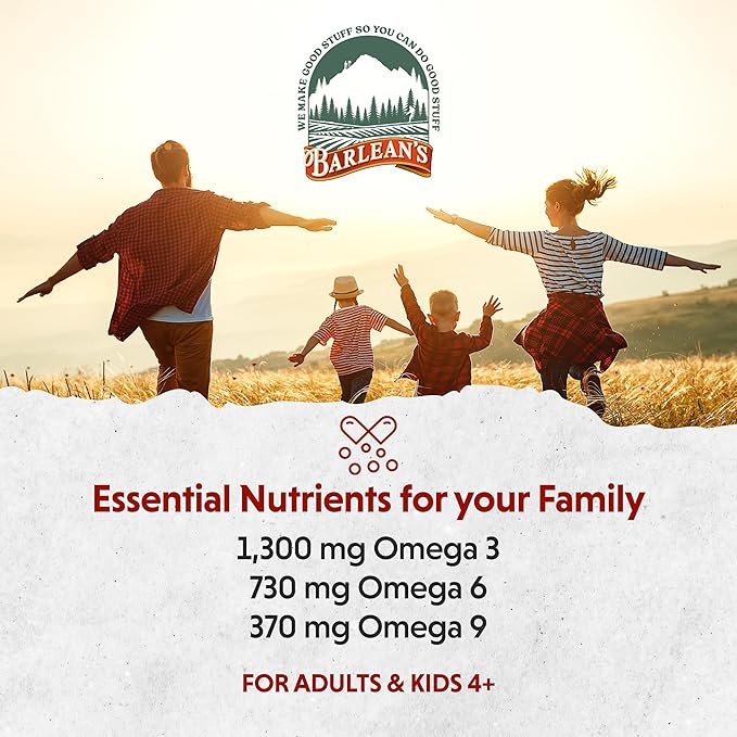Barlean's Total Omega 3 6 9 Orange Crème Liquid Fish Oil Supplement with Borage and Flaxseed Oil, 2,400 mg of Omegas EPA and DHA Plus GLA for Joint and Heart Health, 8 oz