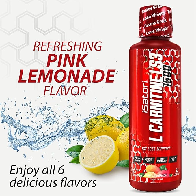 iSatori L-Carnitine LS3 1500, Triple-Blend Liquid L Carnitine Supplement, with Acetyl & Tartrate, Stimulant Free Energy, No Calories, Sugar or Gluten, Keto-Friendly, Pink Lemonade (32 Servings)