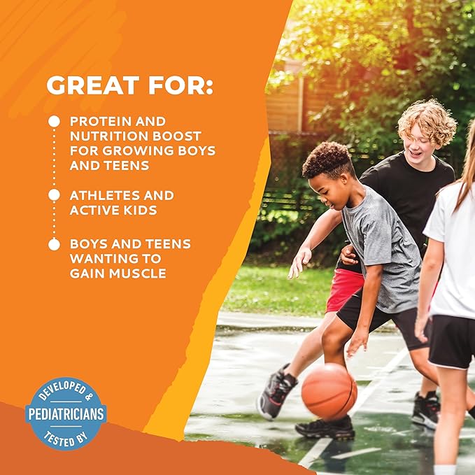 Healthy Heights Grow Daily Kids Protein Drink Mix (Plain) - High Protein Shake for Boys 10+