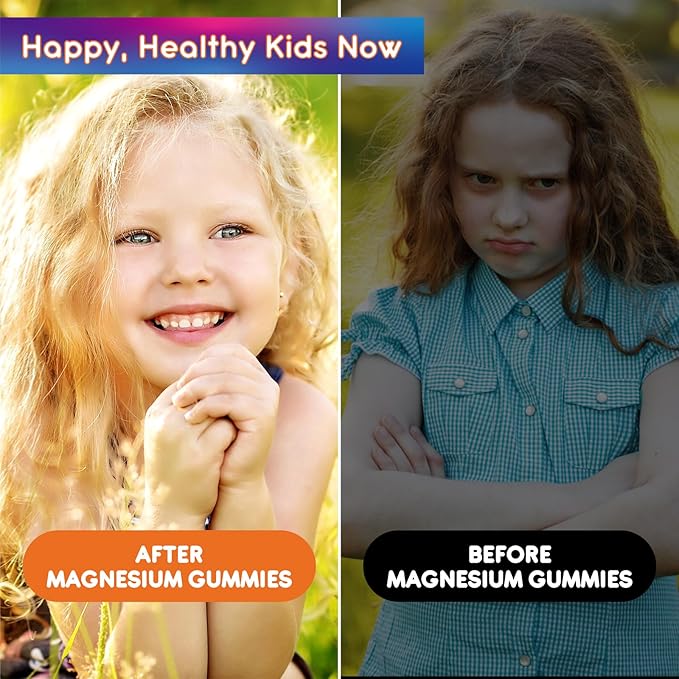 Calm Magnesium Gummies for Kids - Magnesium Glycinate, L-Threonate Supplement for Sleep, Brain, Immune & Bone Health - Great Tasting Magnesium Gummies for Adults & Kids - Vegan Sugar Free Orange 60ct