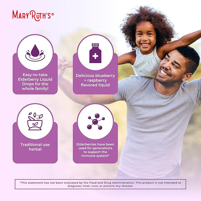 MaryRuth Organics Elderberry Syrup | USDA Organic | Sugar Free Immune Support Supplement for Adults & Kids, Ages 1 | Vegan, Non-GMO, Immune Boosters, Clean Label Project Verified | 1 Fl Oz
