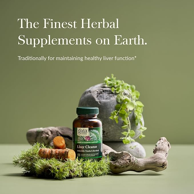 Gaia Herbs Liver Cleanse - Liver Health Support Herbal Supplement with Milk Thistle, Burdock, Turmeric Curcumin, Dandelion, and More - 60 Vegan Liquid Phyto-Caps (30 Servings)