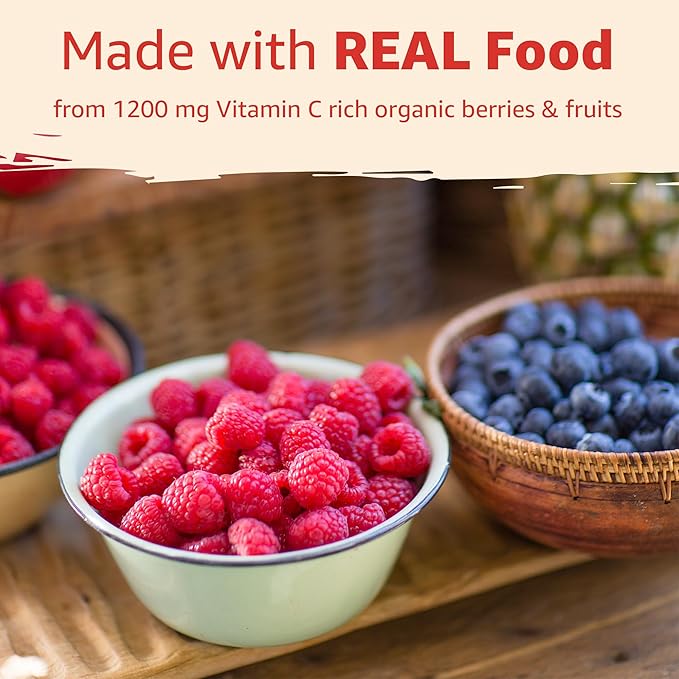 (2 Pack) Whole Food Vitamin C Gummies for Adults & Kids, Zero Sugar, Natural Antioxidants, Bioflavonoids, Organic Vitamin C Supplement for Immune & Collagen Support, High Absorption, Vegan, Chewable