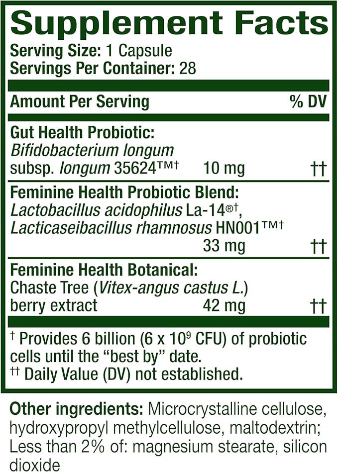 Align Probiotic, Women's Dual Action, Probiotics for Women, Multi-Strain Probiotic with Chaste Tree, Supports Feminine Health, Soothes Occasional Abdominal Discomfort, 28 Capsules (Packaging May Vary)
