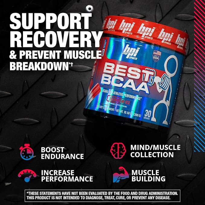 BPI Sports Best BCAA - The Building Blocks of Protein and Muscle - Post-Workout Recovery - Weight Loss Support - Rainbow Ice, 30 Servings, 300 g