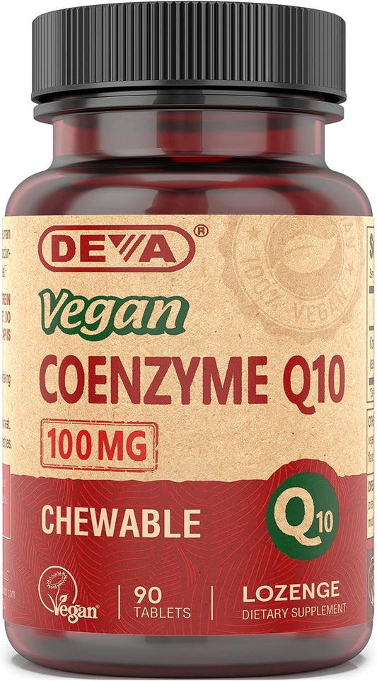 DEVA Vegan Vitamins Coenzyme Q10 100mg - Potent & Affordable in One Bottle - Chewable, 90 Tablets, (Pack of 1)