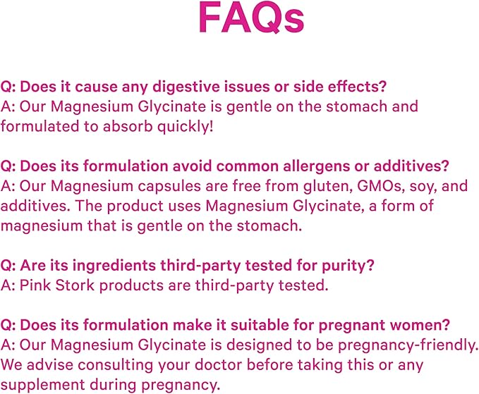 Pink Stork Magnesium Glycinate with Vitamin D - Magnesium Supplement for Women to Support Natural Calm, Mood, and Sleep - Hormone Balance for Women - 60 Capsules, Berry Essence, 1 Month Supply