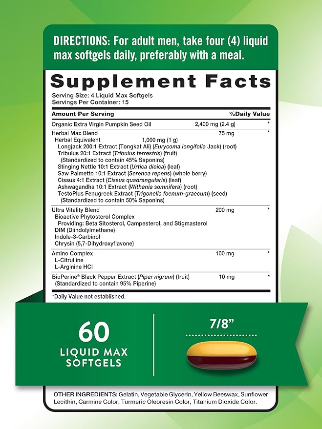 Nature's Truth Testosterone Supplement for Men | 60 Softgels | Non-GMO and Gluten Free Formula
