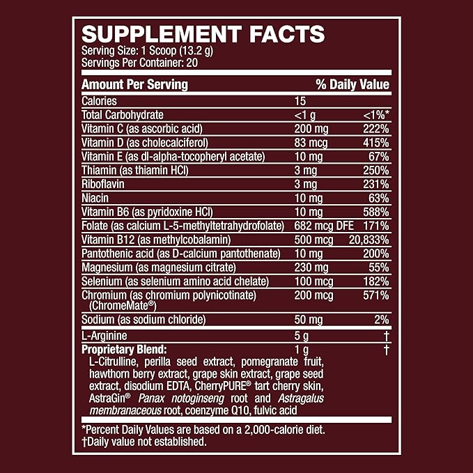 Life's Fortune L Arginine L Citrulline Supplement Powder - High Potency Nitric Oxide Supplement Booster with Natural Lemon Lime Flavor - Cardio Health, Blood Pressure and Vascular Support - 258g