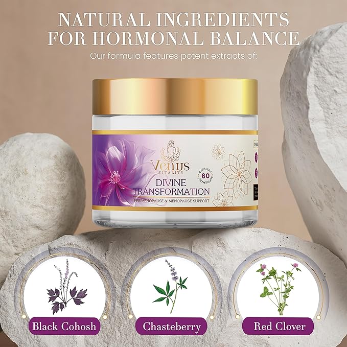 Black Cohosh for Menopause Hot Flashes – Maca Root & Holy Basil Supplement for Hormone Balance – Chasteberry, Rhodiola, Valerian Root, Saw Palmetto, and Red Clover for Natural Menopause Relief