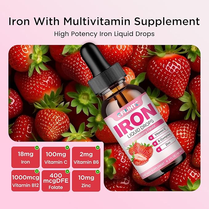 Liquid Iron Supplement for Women & Men, Iron Gummies for Kids & Adults