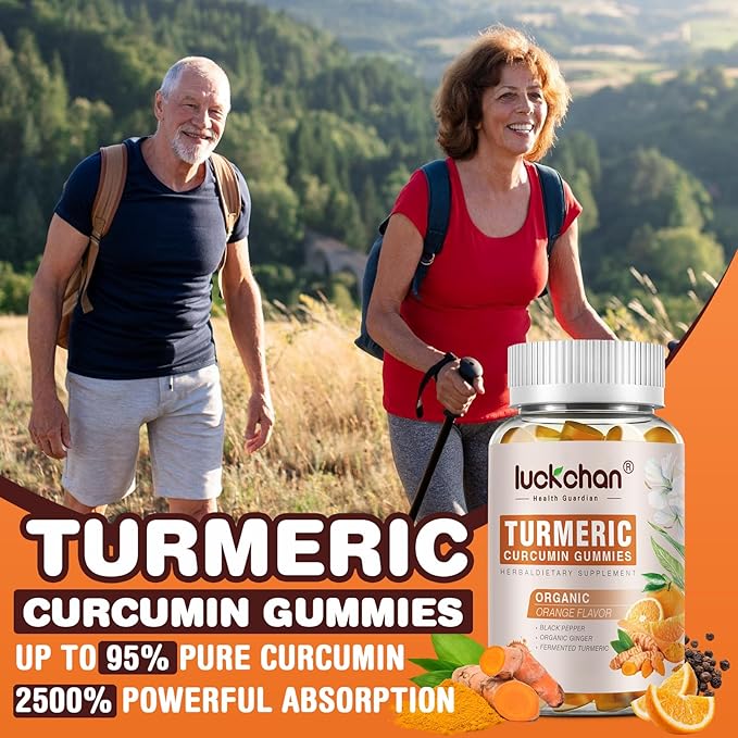 Turmeric Curcumin Gummies with Ginger & Black Pepper Herbal Supplement-160 Count for Adults and Kids, 2400mg - Tumeric Gummy Supplements Vegan, Organic, Gelatin-Free 3 Pack