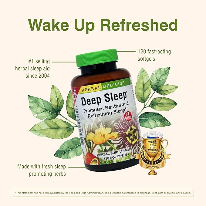 Herbs Etc. Deep Sleep Softgels - Herbal Sleep Support Supplement - Rest & Calming Support with Passionflower, Chamomile & Lemon Balm - 120 Softgels (120 Servings) - 2 Pack