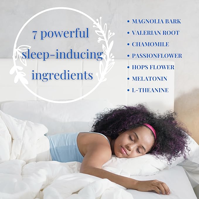 Natural Sleep Aid for Adults w/Low Dose Melatonin 0.5mg – Valerian Root + Magnesium Glycinate + L-Theanine Supplement, Chamomile | No Morning Grogginess| Non-Habit Forming | Plant-Based Pills, 60 Ct