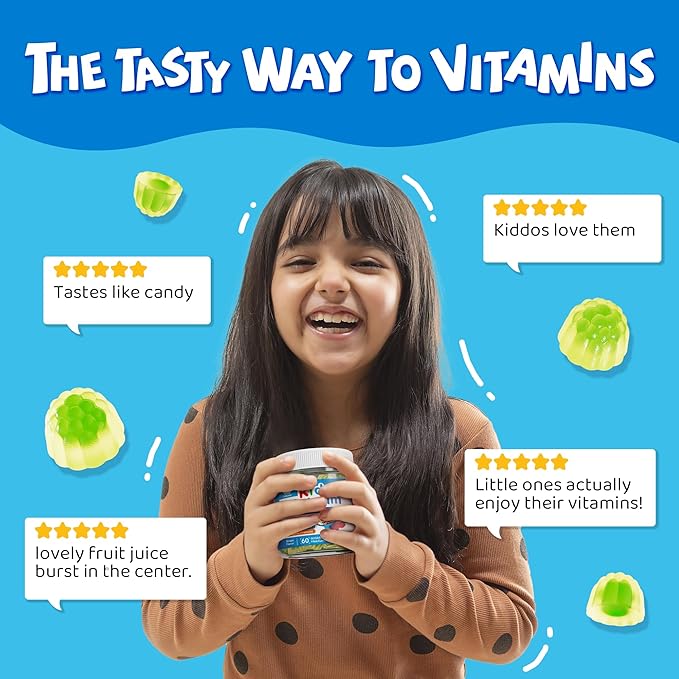 Sugar Free Kids Calcium Gummies with Prebiotics (FOS) 500mg, High Absorption Vegan Algae Calcium for Bone Growth, Kids Vitamin Gummies for Healthy Development with D3 K2, Grape Flavor, Non-GMO, 60 Cts