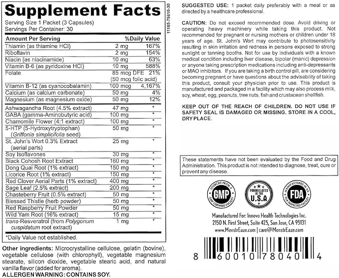 Mood Support & Hormone Balance for Women, Plant-Based Menopause Support & PMS Relief with Magnesium, Black Cohosh, St Johns Wort, Vitex, Ashwagandha &B6 Vitamins, 30 Serves