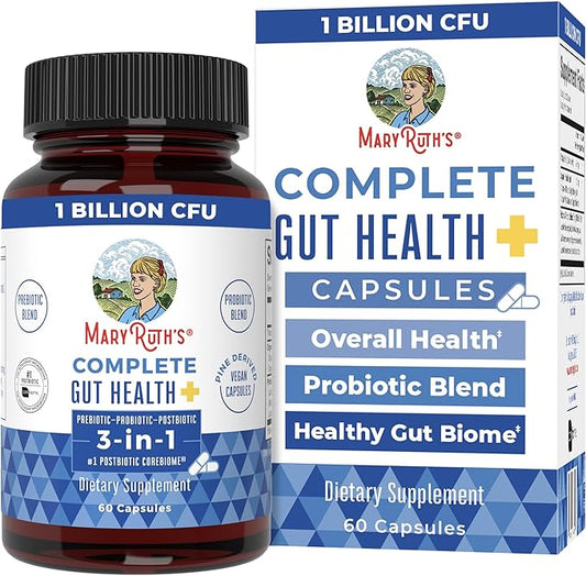 MaryRuth Organics 3-in-1 Probiotics for Complete Gut Health | Gut Health Supplement for Women & Men | Probiotic for Digestion & Immune Support | 50 Billion CFU | 30 Count