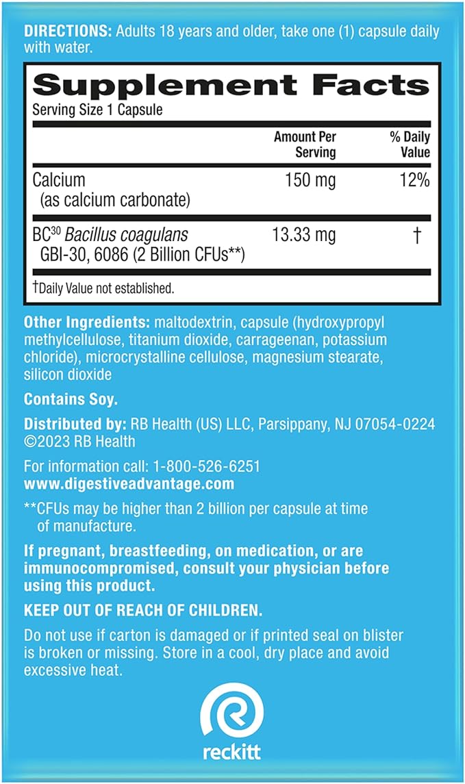 Digestive Advantage Probiotics For Digestive Health, Daily Probiotics For Women & Men, Supports Gut Health, Occasional Bloating & Diarrhea, Minor Abdominal Discomfort, & Immune Support, 60ct Capsules