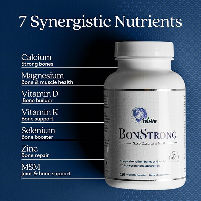 Nano Calcium Supplements for Bone Health 120 Capsules with MSM Made in USA-Calcium Supplements Women, Vitamin D3 with Calcium Supplement for Men, Bone Support, Vitamins for Bones and Joints