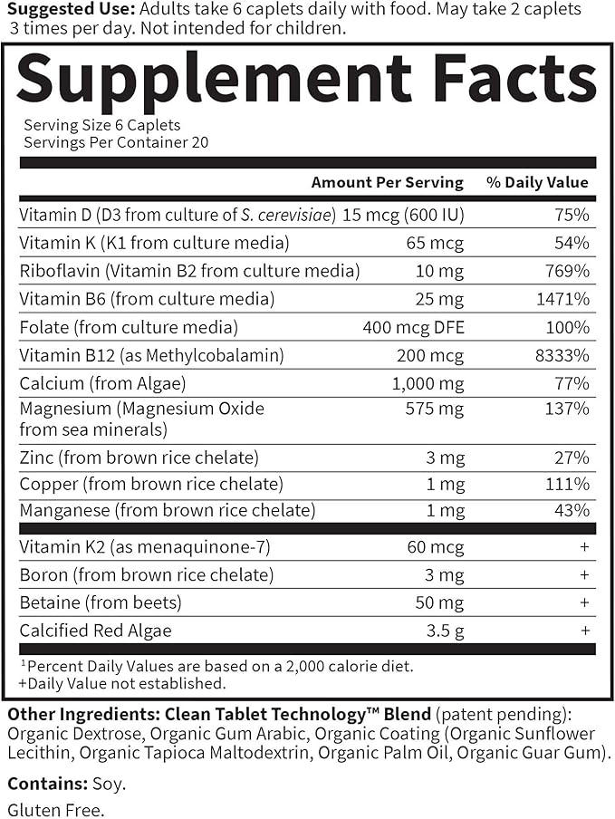 Garden of Life Calcium Supplement - Living Calcium Advanced Formula, D3, K2 and Magnesium for Absorption, 120 Vegetarian Caplets