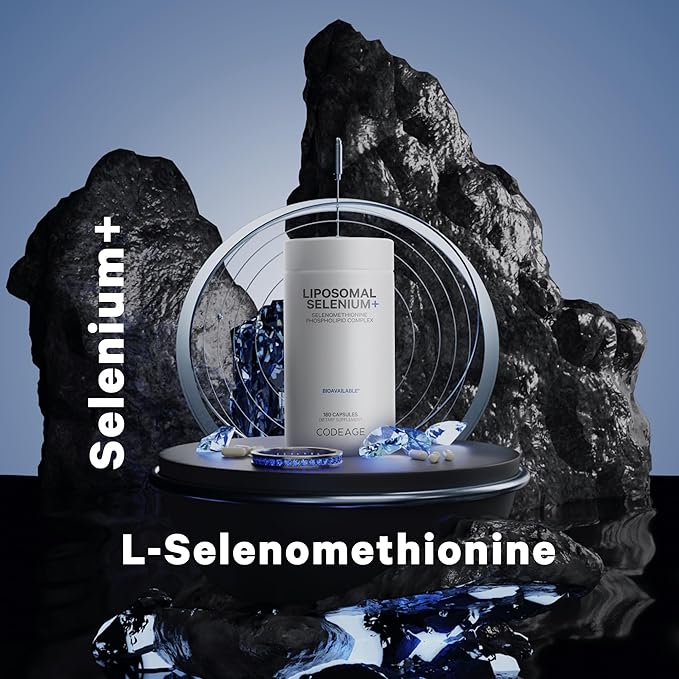 Codeage Selenium 200 mcg Supplement, 6-Month Supply, Immune Support, Mineral Cofactor Selenomethionine, Phospholipids, Vegan, Liposomal Delivery, 180 Capsules