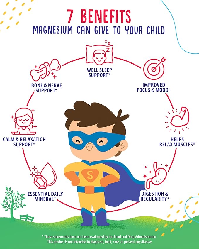 Sugar-Free Magnesium Gummies for Kids & Teens - 500mg Calm Magnesium Citrate Gummies - Chewable Magnesium Gummy Supplement for Sleep, Mood & Muscle Suppor