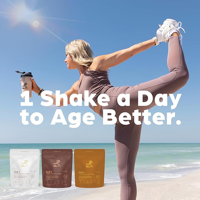 Flip 7 Natural SuperFood, Plant-Based Protein, Complete Meal Replacement to Support Healthy Gut, 7 Mega Nutrient Rich Blends all in one to AGE BETTER - Vanilla
