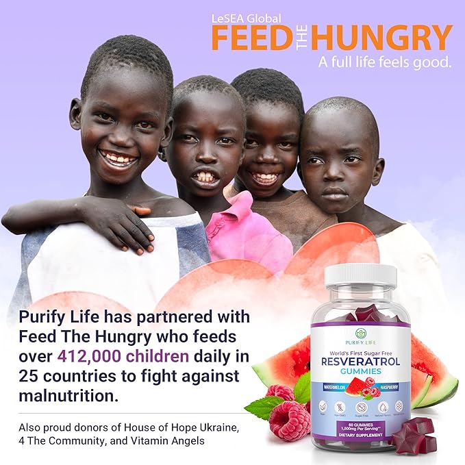 Purify Life Sugar-Free Resveratrol Gummies - Potent 1500mg Resveratrol Supplement to Support Digestive & Immune Health - Supplement for Antioxidant Support, Cell Regenerator & Repair