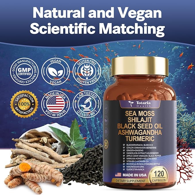 25-in-1 Sea Moss Capsules, 120 Capsules per Bottle, 2 Bottles