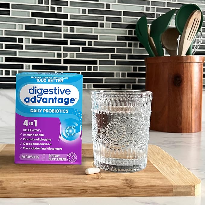 Digestive Advantage Probiotics For Digestive Health, Daily Probiotics For Women & Men, Supports Gut Health, Occasional Bloating & Diarrhea, Minor Abdominal Discomfort, & Immune Support, 60ct Capsules