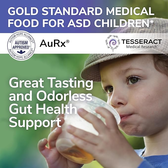 AuRx Autism Spectrum Medical Food Powder to Support Gut Health, Stabilized Butyric Acid Supplement in a Palatable-Tasting Powder for ASD Children, Hypoallergenic, 2 Ounces