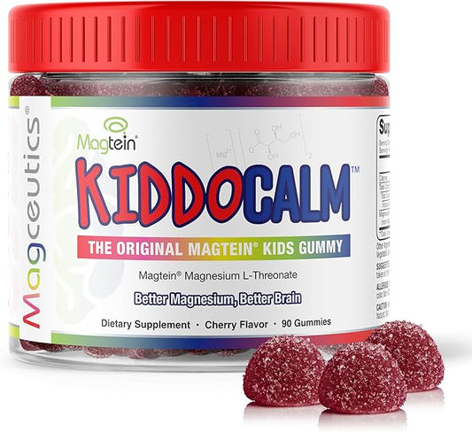 KiddoCalm Magnesium Gummies - Magtein Magnesium L-Threonate Gummy for Kids, Focus, Calm, Sleep, Attention & Brain Health Support Supplement for Children - 90 Vegan Gummies