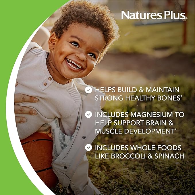 NaturesPlus Animal Parade Sugar-Free Children's Calcium, Vanilla Sundae Flavor - 90 Chewable Animal Shaped Tablets - Magnesium for Bone Health - Gluten Free - 45 Servings