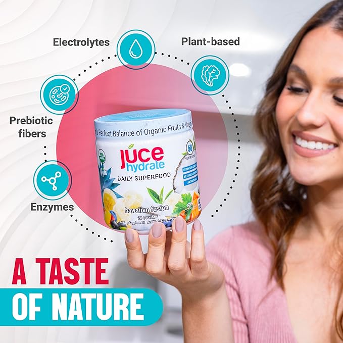 Júce Hydrate Replenishing & Nourishing Superfood Drink - Boost Reduce Fatigue - USDA Certified Organic, Plant-Based, Vegan - Gluten-Free, Dairy-Free, Soy-Free - 8.1 Ounce