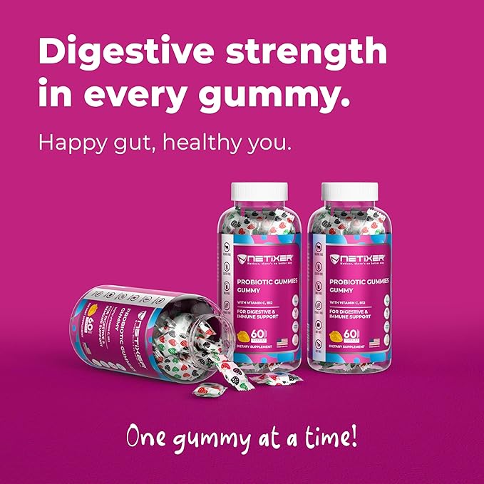 Probiotic Gummies – Mango Flavor | 40 Billion CFU | with Folic Acid, Vitamin C, B12, Zinc, Niacinamide & Riboflavin – Digestive & Immune Support – Vegan, Gluten-Free – 60 Ct