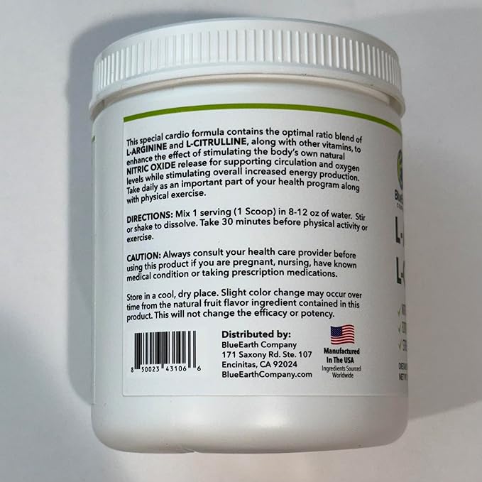L-Arginine 5000mg + L-Citrulline Complex Powder Supplement Drink Mix - Nitric Oxide Booster for Heart Health, Blood Flow & Energy - 30 Servings (Strawberry Banana)