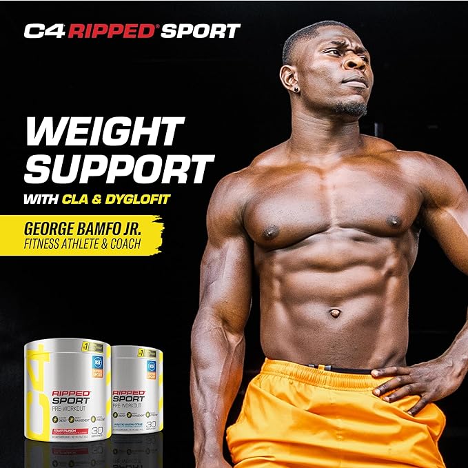 Cellucor C4 Ripped Sport Pre Workout Powder Fruit Punch - NSF Certified for Sport + Sugar Free Preworkout Energy Supplement for Men & Women | 135mg Caffeine | 30 Servings