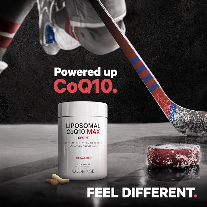 Codeage Liposomal CoQ10 Max Supplement - 250 mg Coenzyme Q10 with Vitamin E Isomers Tocopherols - 2-Month Supply - 1 Capsule Per Serving - Liposomal Delivery - Non-GMO, Gluten-Free - 60 Capsules