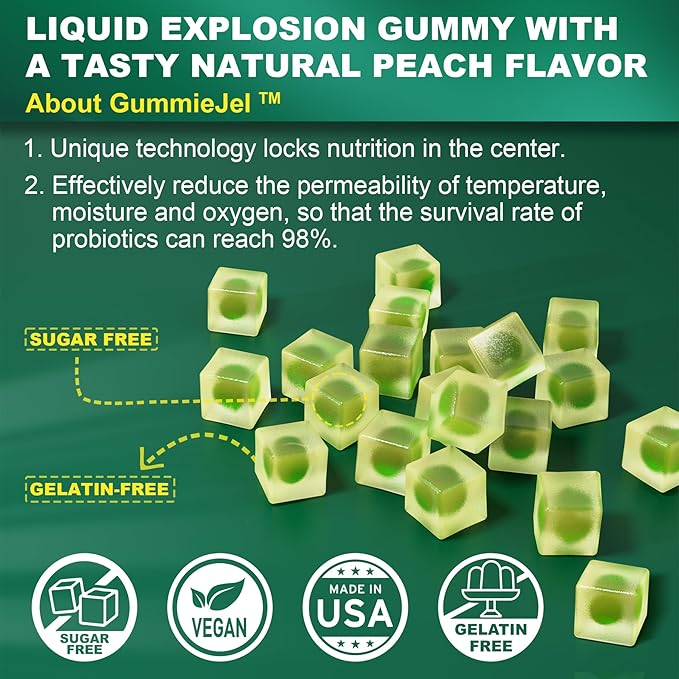 2Pack Digestive Enzymes Gummies for Women & Men, Multi-Enzymes with 90Billion CFU Probiotics and Prebiotics & Postbiotic, Vegetable & Fruit Fiber Blend, Super Enzymes for Digestive & Gut Health,Immune