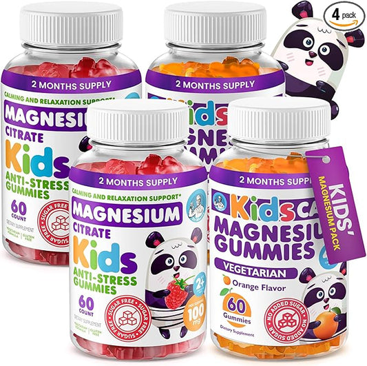 DR. MORITZ Calm Magnesium Gummies for Kids in Orange Flavor (120 Count) and Raspberry Flavor (120 Count) - Magnesium Citrate Supplements - No Sugar Added, Non-GMO