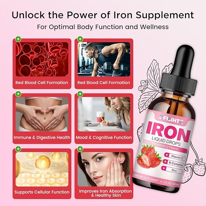 Liquid Iron Supplement for Women & Men, Iron Gummies for Kids & Adults