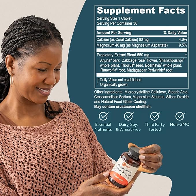 ruved Carditone - Natural Heart Health Supplement for Women & Men, BP Formula, Holistic Heart Support with Rauwolfia, Arjuna, Calcium, and Magnesium - 30 Vegetarian Caplets (Pack of 1)